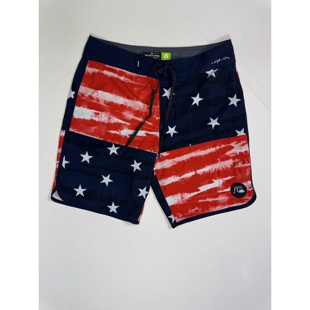 Quiksilver Hybrid Shorts Mens 30x8.5 Beach USA Flag Lightweight Dryflight Swim